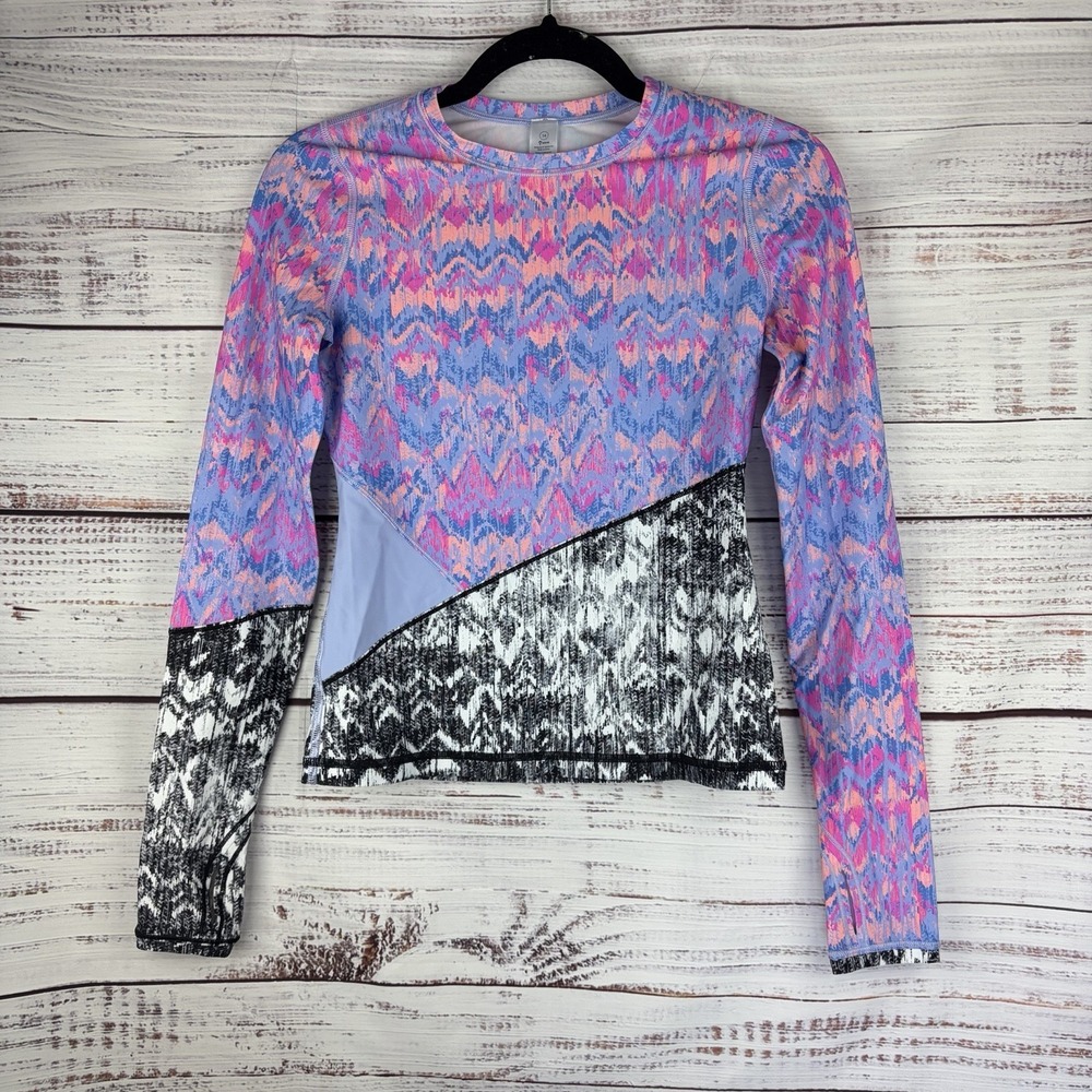 Ivivva Lululemon Girl Coastal Tide Swim Long sleeve Rashguard Top Shirt Sz 14